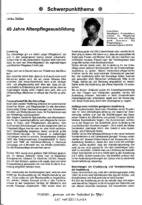 Vorschauseite 1: 40 Jahre Altenpflegeausbildung