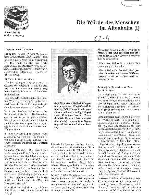 Vorschauseite 1: Die Würde des Menschen im Altenheim (I)