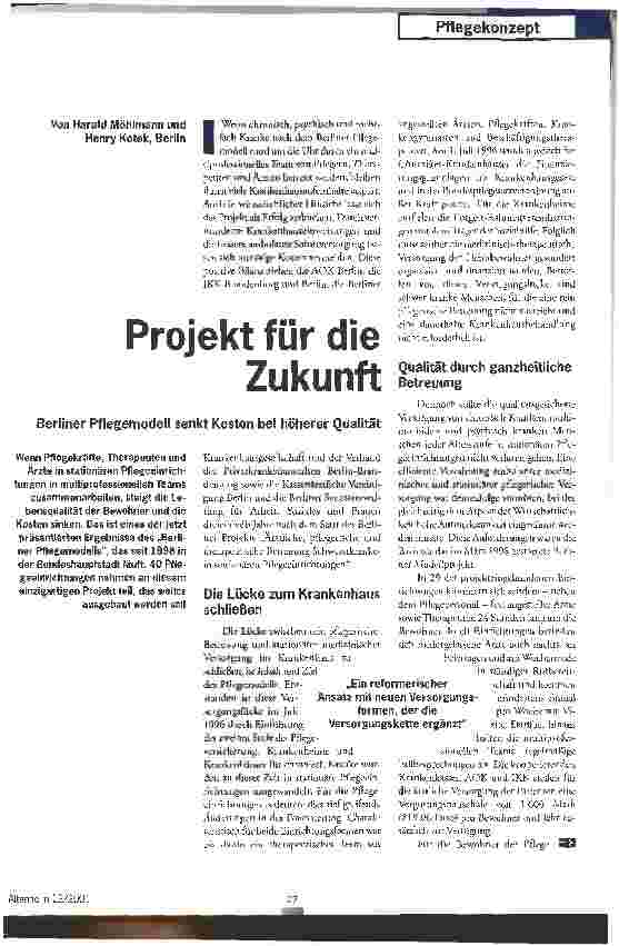 Vorschauseite 1: Projekt für die Zukunft