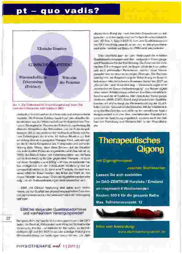 Vorschauseite 2: Evidenz-basierte Medizin Basis der Entscheidung in der PT