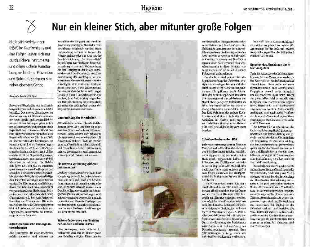 Vorschauseite 1: Nur ein kleiner Stich, aber mitunter große Folgen