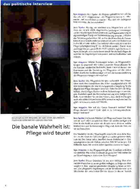 Vorschauseite 1: Die banale Wahrheit ist: Pflege wird teurer