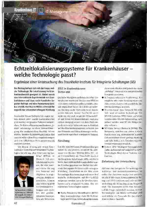 Vorschauseite 1: EchtzeitlokalJsierungssysteme für Krankenhäuser -welche Technologie passt?