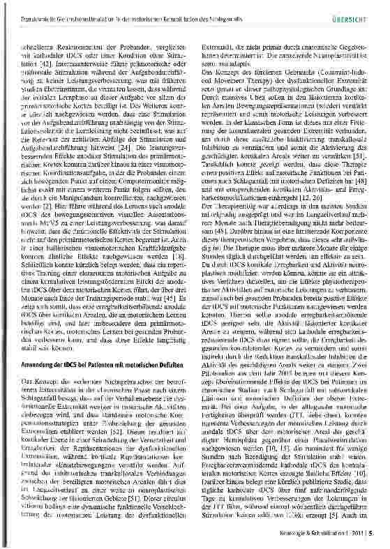 Vorschauseite 5: Transkranielle Gleichstromstimulation (tDCS) in der motorischen Rehabilitation des Schlaganfalls