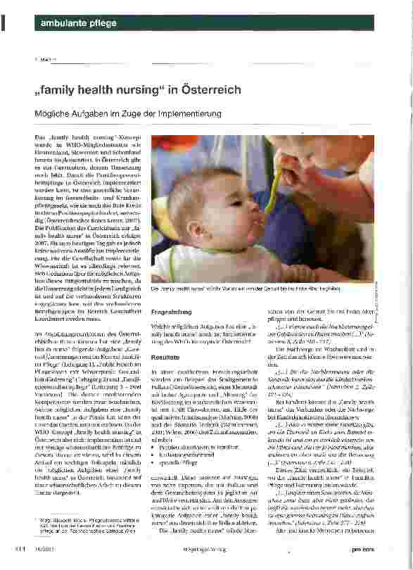 Vorschauseite 1: „family health nursing in Österreich