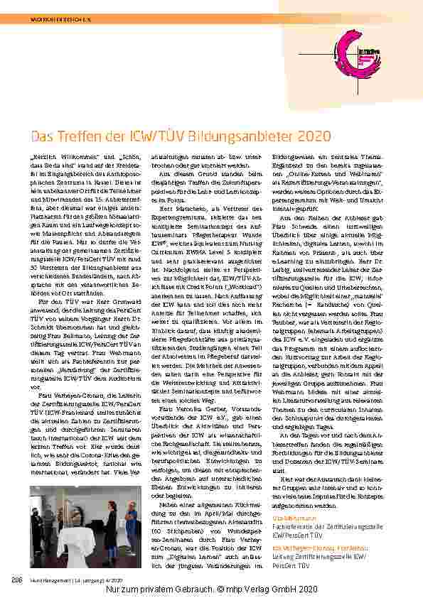 Vorschauseite 1: Das Treffen der ICW/TÜV Bildungsanbieter 2020