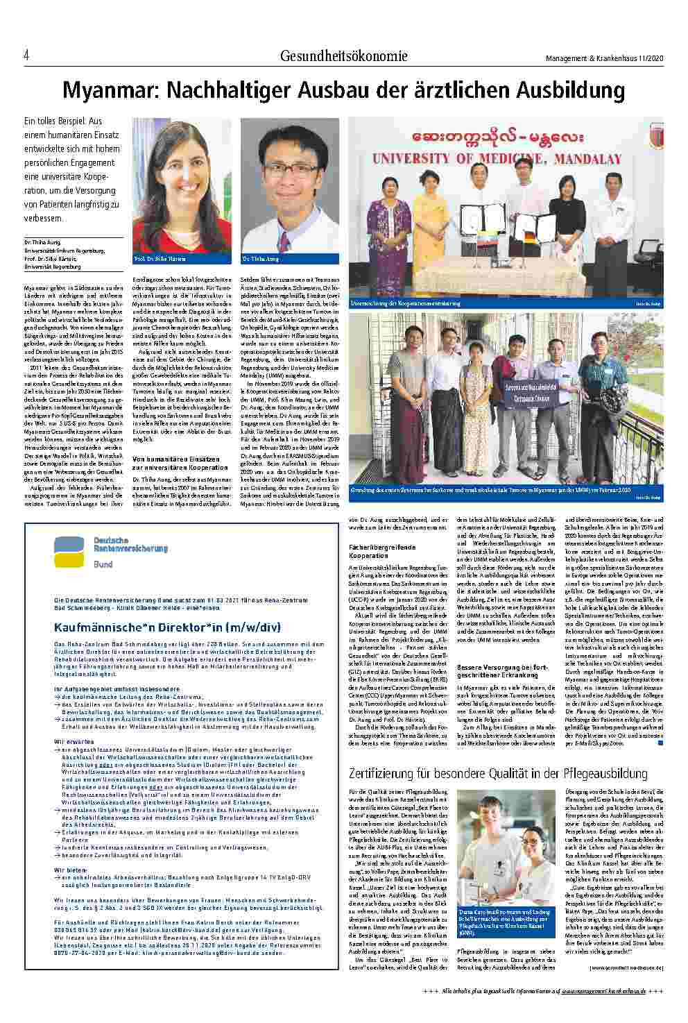 Vorschauseite 1: Myanmar: Nachhaltiger Ausbau der ärztlichen Ausbildung
