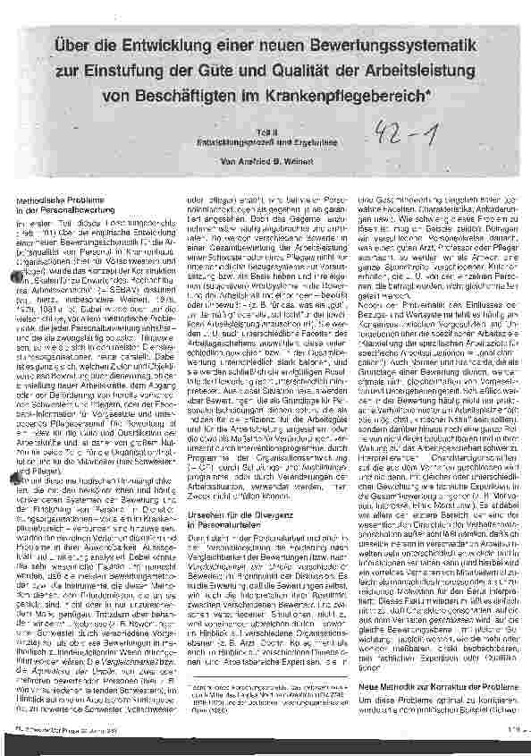 Vorschauseite 1: Über die Entwicklung einer neuen Bewertungssystematik von Beschäftigten im Krankenpflegebereich