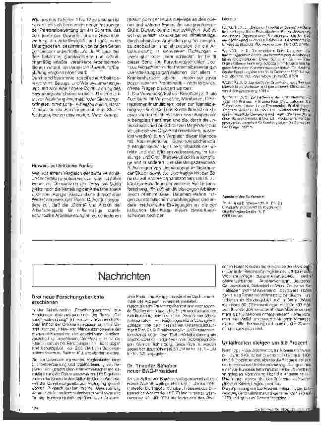 Vorschauseite 6: Über die Entwicklung einer neuen Bewertungssystematik von Beschäftigten im Krankenpflegebereich