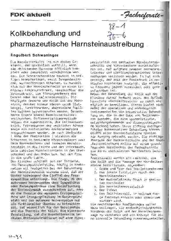 Vorschauseite 1: Kolikbehandlung und pharmazeutische Harnsteinaustreibung