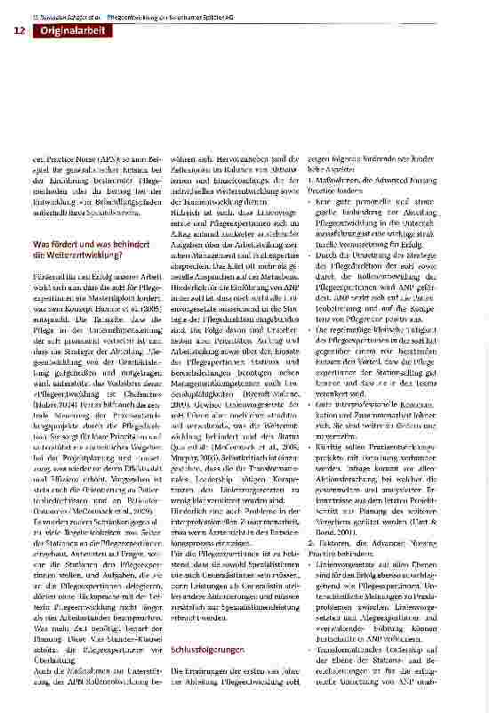 Vorschauseite 6: Pflegeentwicklung der Solothurner Spitäler. Unterwegs zu klinisch orientierter Pflegeexpertise und Praxisentwicklung