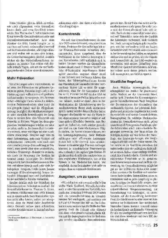 Vorschauseite 2: GesundheitskostenWas wird uns die Gesundheit kosten (dürfen)?