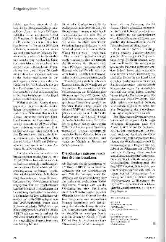 Vorschauseite 4: Die Psychiatrie muss die Fachkraft-Quote erfüllen