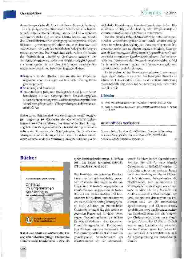 Vorschauseite 4: Interprofessionelle und interdisziplinäre Führung im Krankenhaus mit „Verantwortungskreisen