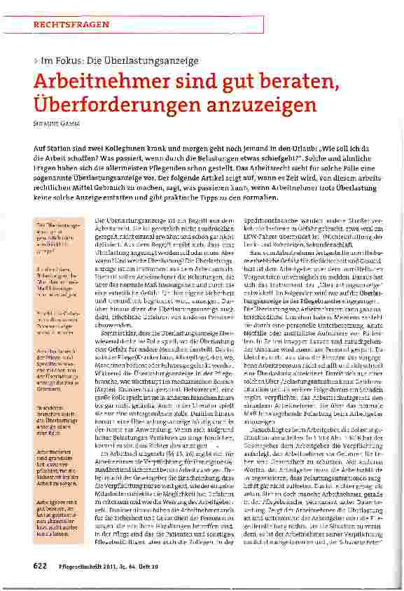 Vorschauseite 1: Arbeitnehmer sind gut beraten, Überforderungen anzuzeigen
