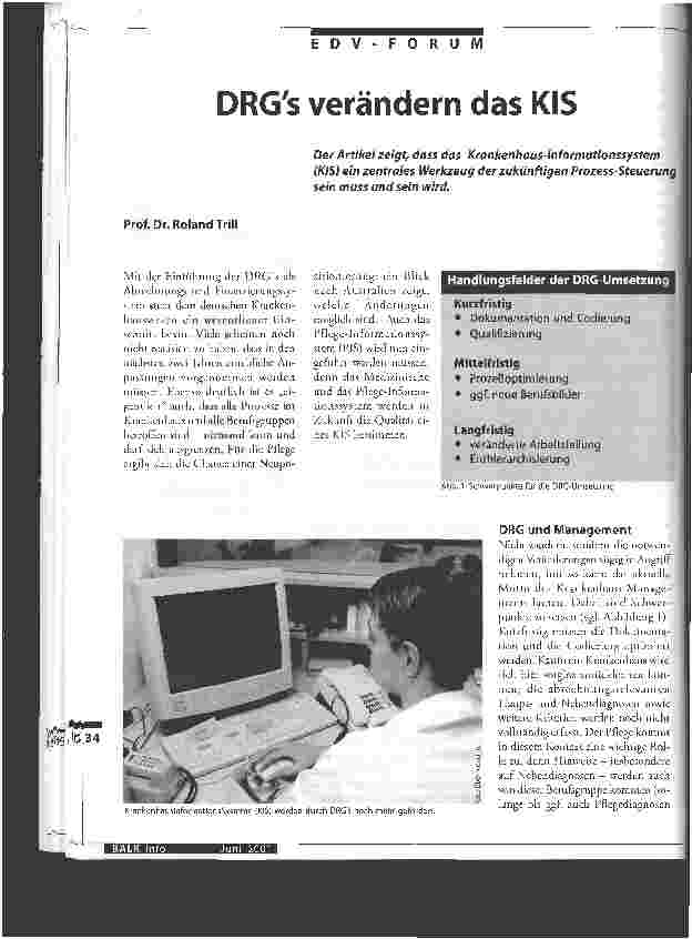 Vorschauseite 1: DRGs verändern das KIS