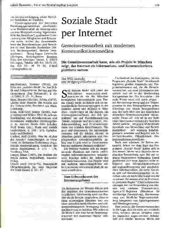 Vorschauseite 1: Soziale Stadt per Internet