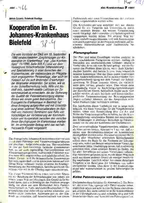Vorschauseite 1: Kooperation im ev. Johannes-Krankenhaus Bielefeld