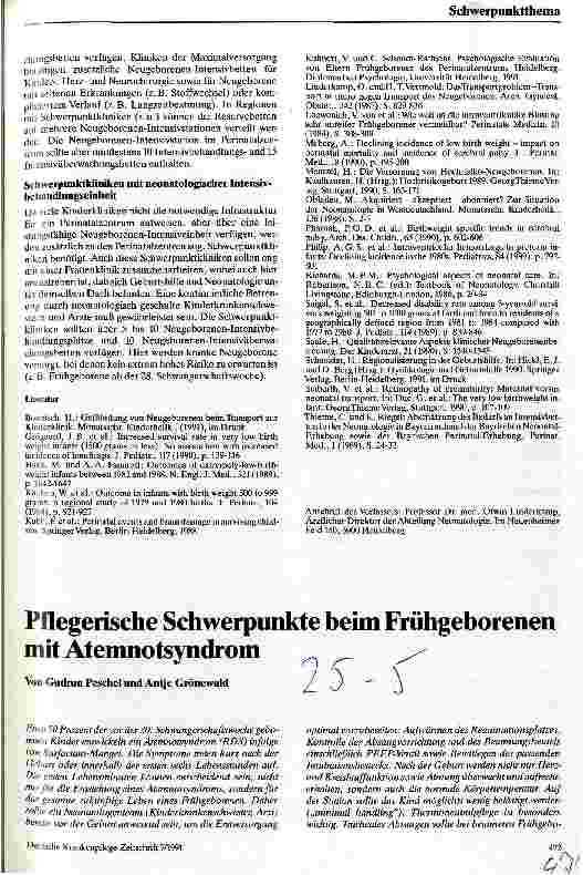 Vorschauseite 1: Pflegerische Schwerpunkte beim Frühgeborenen mit Atemnotsyndrom