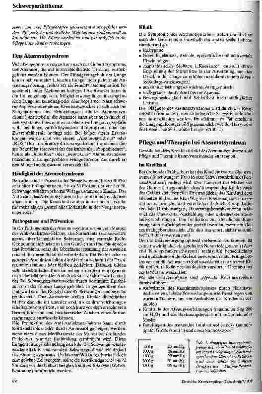 Vorschauseite 2: Pflegerische Schwerpunkte beim Frühgeborenen mit Atemnotsyndrom