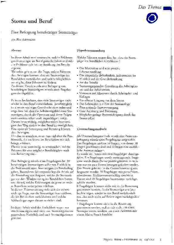 Vorschauseite 1: Stoma und Beruf