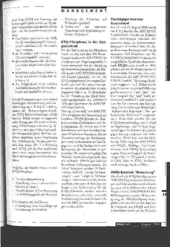 Vorschauseite 2: KTQ-Pilotphase in der ASKLEPIOS Südpfalzklinik Kandel