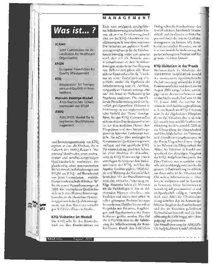 Vorschauseite 3: KTQ-Pilotphase in der ASKLEPIOS Südpfalzklinik Kandel