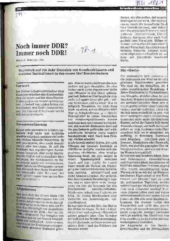 Vorschauseite 1: Noch immer DDR? - Immer noch DDR!