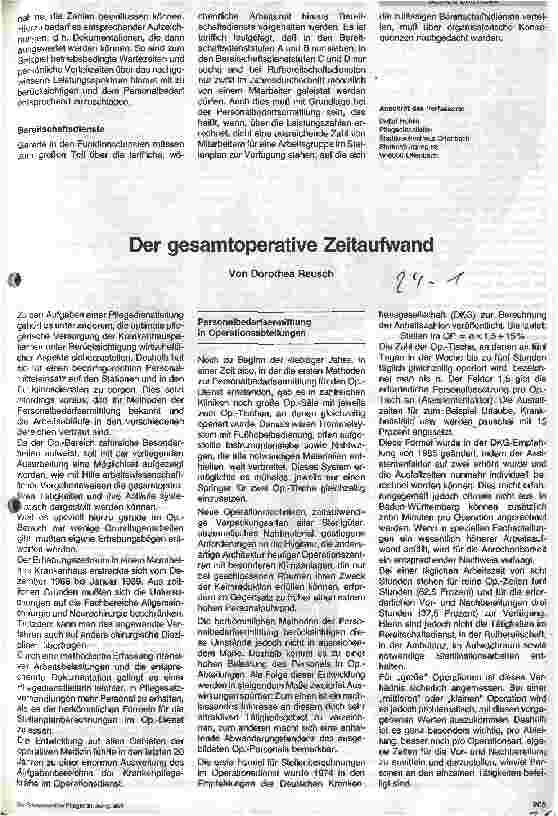 Vorschauseite 1: Der gesamtoperative Zeitaufwand