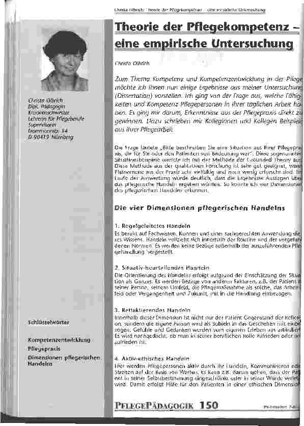 Vorschauseite 1: Theorie der Pflegekompetenz - eine empirische Untersuchung