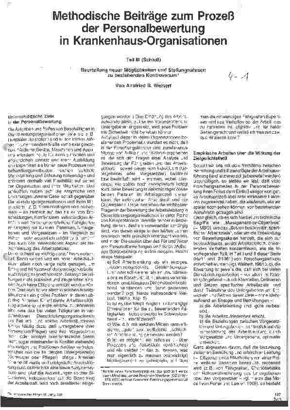 Vorschauseite 1: Methodische Beiträge zum Prozeß der Personalbewertung in Krankenhaus - Organisationen Teil III