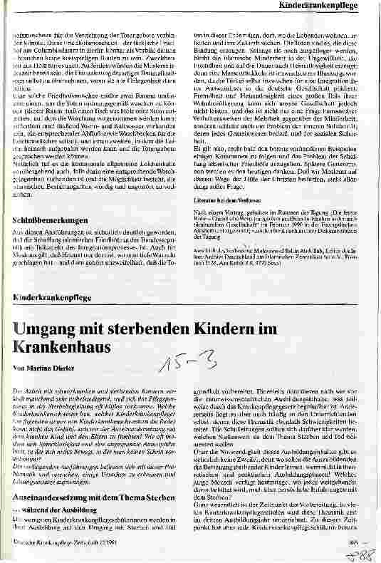 Vorschauseite 1: Umgang mit sterbenden Kindern im Krankenhaus