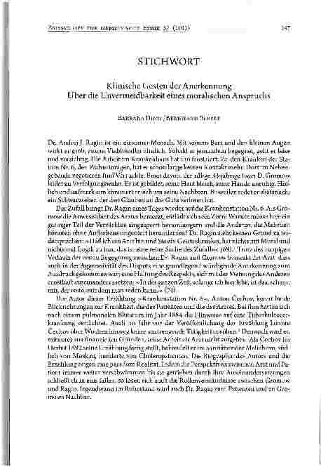 Vorschauseite 1: Klinische Gesten der Anerkennung Über die Unvermeidbarkeit eines moralischen Anspruchs