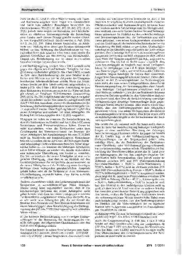 Vorschauseite 4: Zusatzversorgung - Sanierungsgeld (VBL)ATV §§17, 37; VBL-Satzung (VBLS) §65; GGArt.3 Abs. 1, 9 Abs. 3; BGB §§ 307, 315