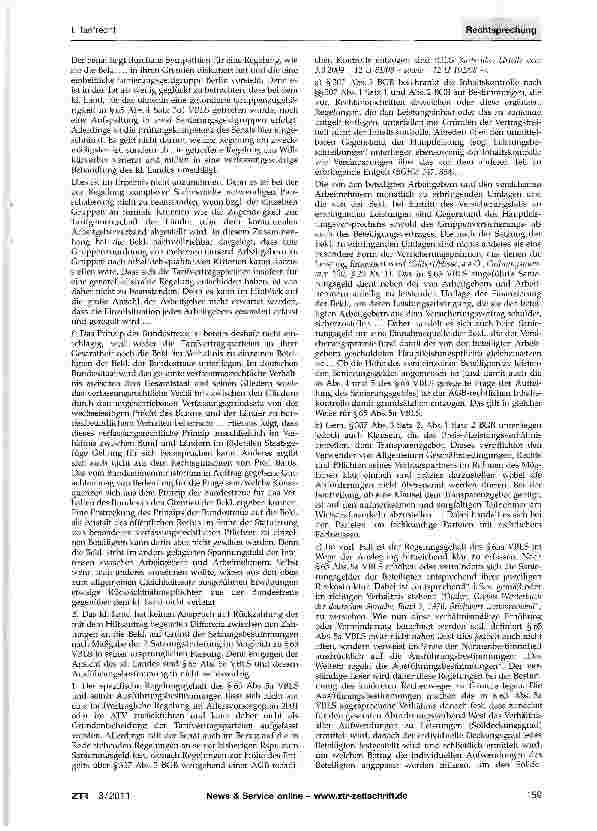 Vorschauseite 5: Zusatzversorgung - Sanierungsgeld (VBL)ATV §§17, 37; VBL-Satzung (VBLS) §65; GGArt.3 Abs. 1, 9 Abs. 3; BGB §§ 307, 315