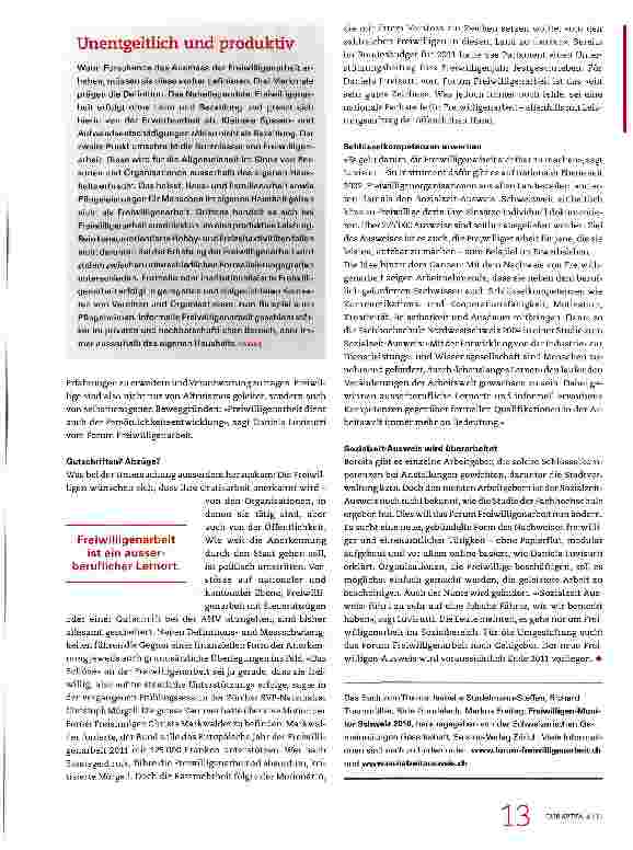 Vorschauseite 3: «Ohne Freiwilligenarbeit könnte die Schweiz gar nicht existieren»
