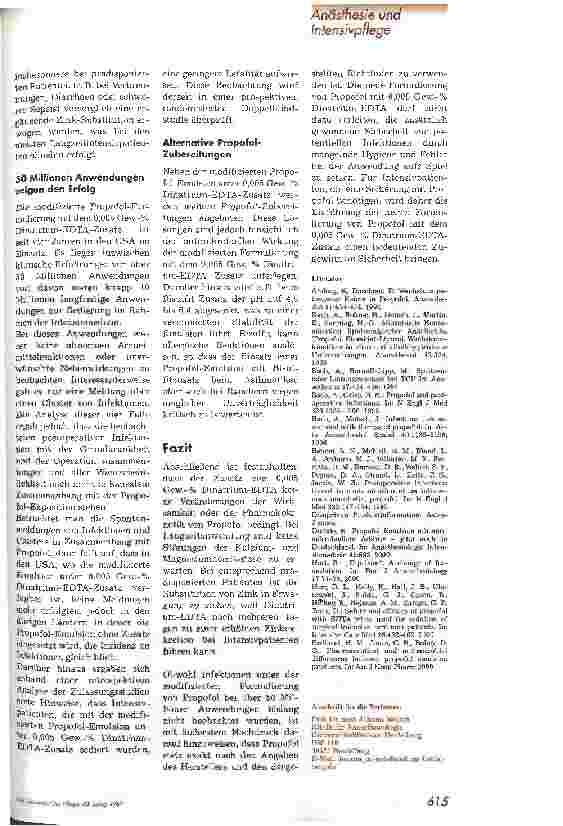 Vorschauseite 4: Handhabung von Propofol-Emulsionen Infektionsvermeidung in der Anästhesie