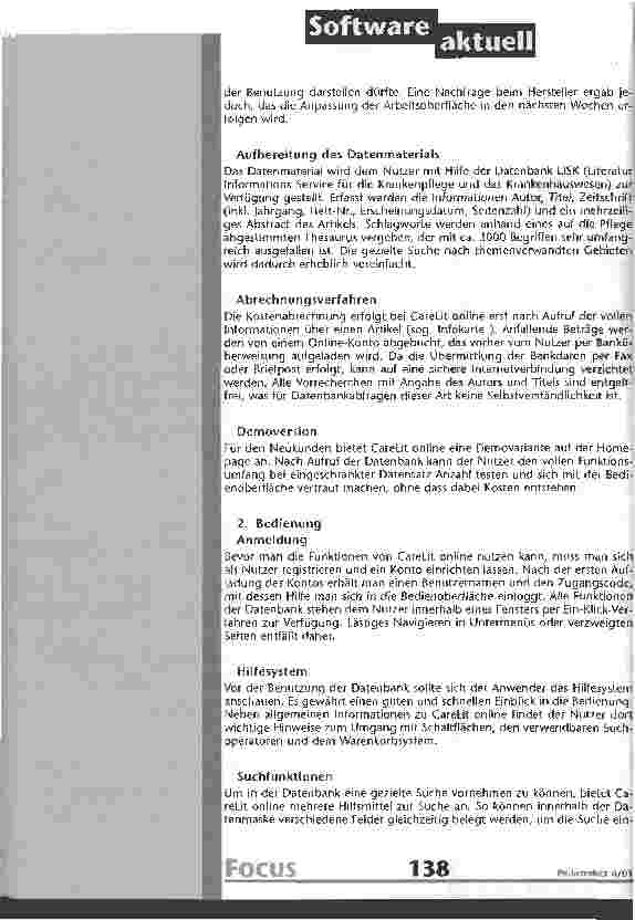 Vorschauseite 2: Literaturrecherche mit CareLit online