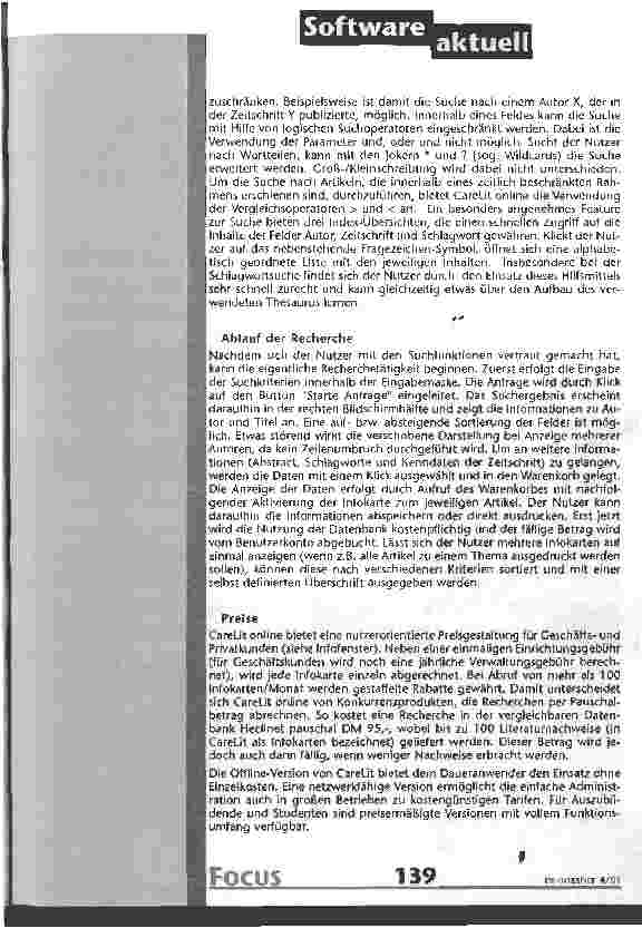 Vorschauseite 3: Literaturrecherche mit CareLit online