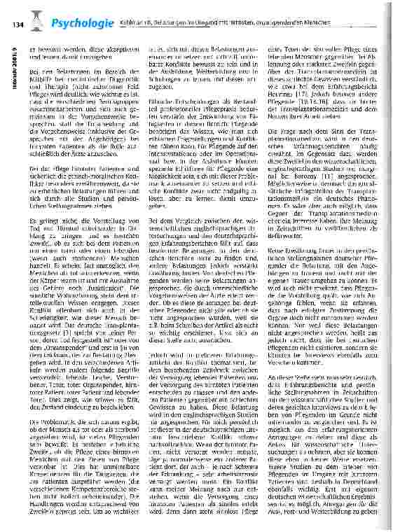 Vorschauseite 5: Die Belastungen von Pflegenden im Umgang mit hirntoten, potenziell organspendenden Menschen