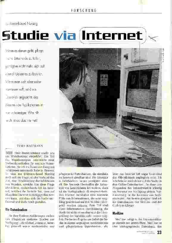 Vorschauseite 1: Studie via Internet Evidence-bades Nursing