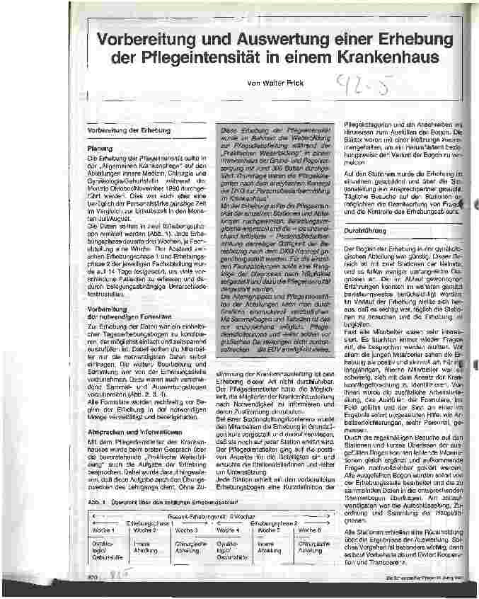 Vorschauseite 1: Vorbereitung und Auswertung einer Erhebung der Pflegeintensität in einem Krankenhaus