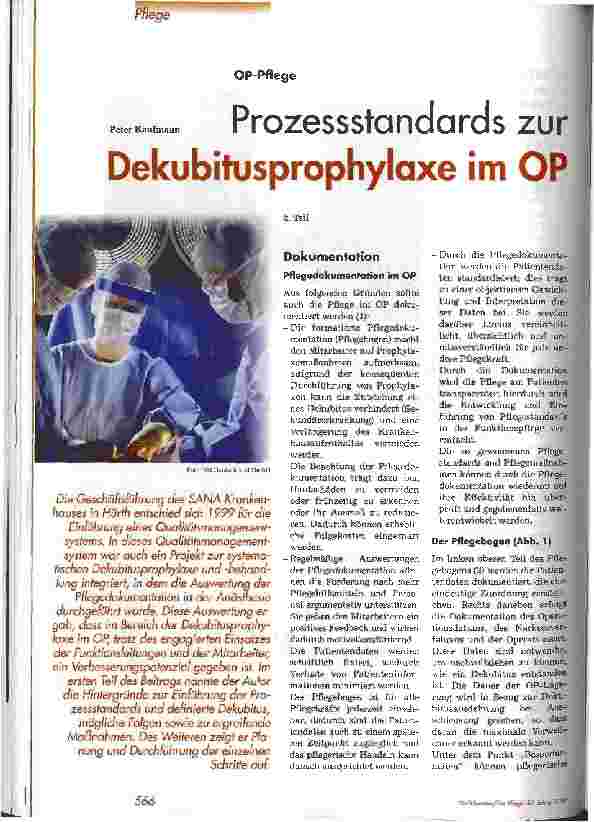 Vorschauseite 1: Prozessstandards zur Dekubitusprophylaxe im OP OP-Pflege, 2. Teil