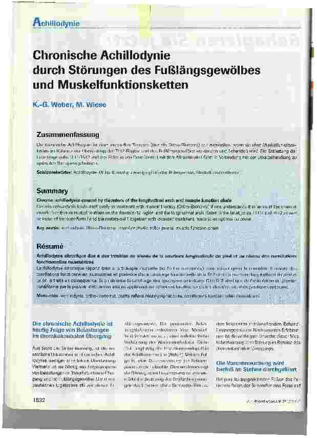 Vorschauseite 1: Chronische Achillodynie durch Störungen des Fußlängsgewölbesund Muskelfunktionsketten