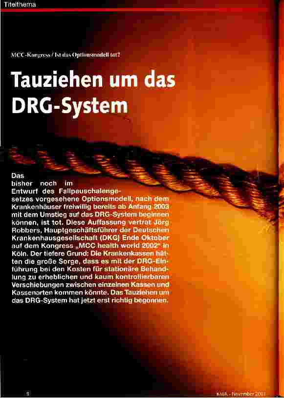 Vorschauseite 1: Tauziehen um das DRG-System MCC-Kongress/ Ist das Optionsmodell tot?