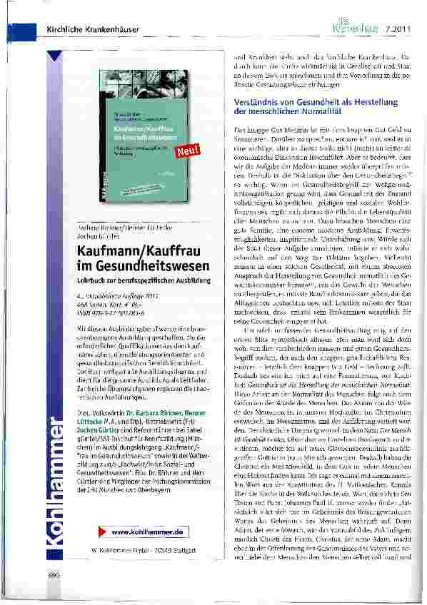 Vorschauseite 4: Der Stellenwert der katholischen Krankenhäuser in der Kirche