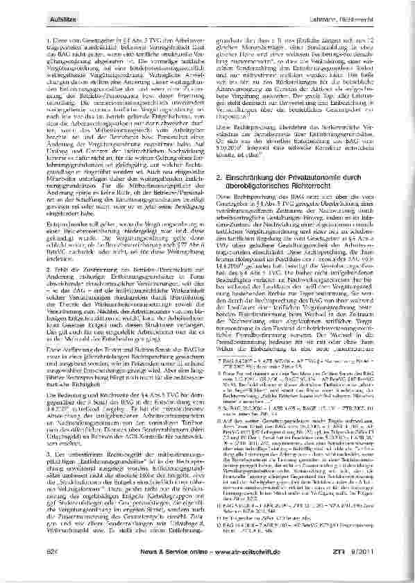 Vorschauseite 2: Richterrecht: Zermentierung gekündigter tariflicher bzw. betrieblicher Vergütungsordnungen