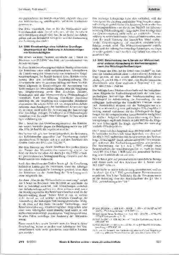 Vorschauseite 5: Richterrecht: Zermentierung gekündigter tariflicher bzw. betrieblicher Vergütungsordnungen