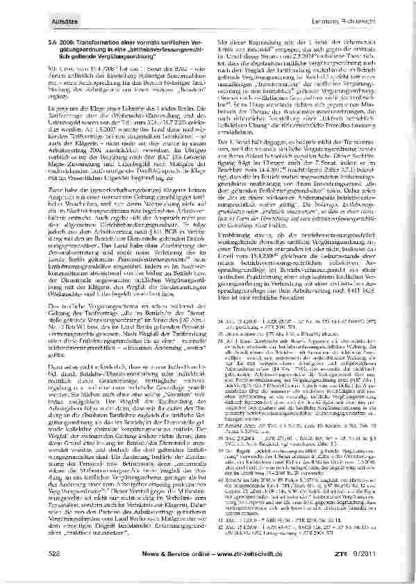 Vorschauseite 6: Richterrecht: Zermentierung gekündigter tariflicher bzw. betrieblicher Vergütungsordnungen