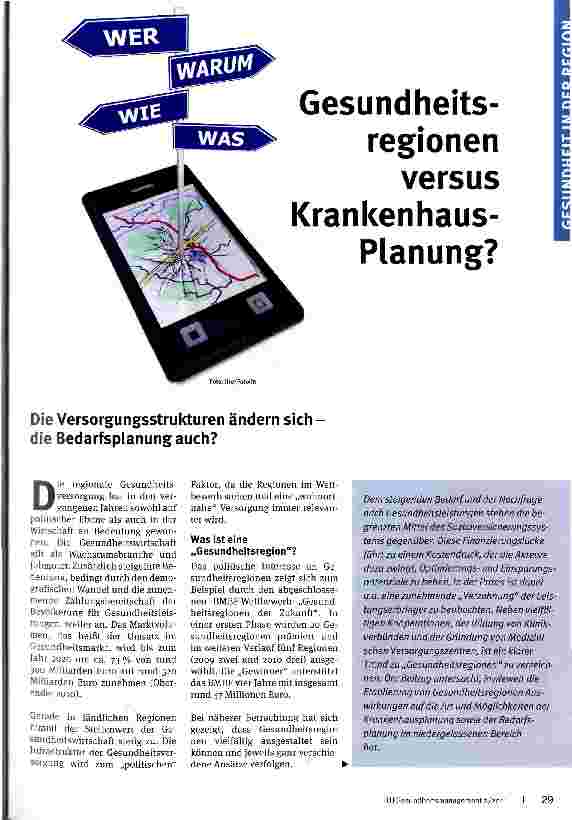 Vorschauseite 1: Gesundheitsregionen versus Krankenhaus-Planung?